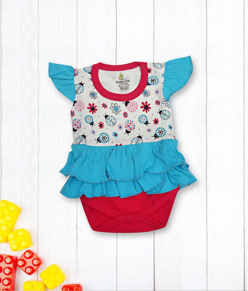     			Multicoloured 100% Cotton Romper for Baby Girl's