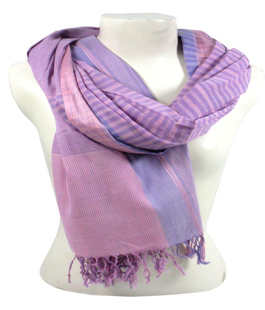 DUSHAALAA Purple Stripes Cotton Scarves: Buy Online at Low Price in ...