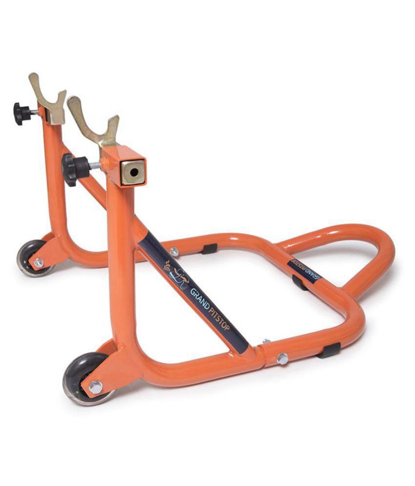 GrandPitstop Orange Rear Paddock Stand with Swing Arm Sliders Spools