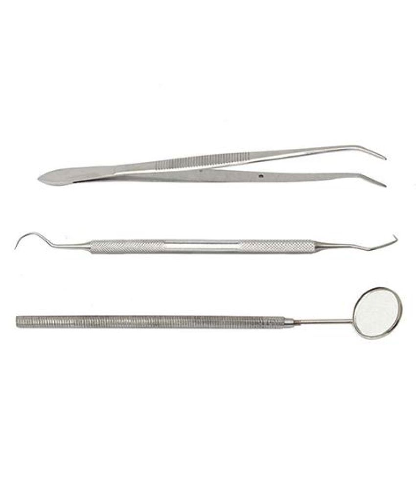 3 Pcs Handle Dental Tool Pick Scaler Mirror Set Stainless Steel Teeth