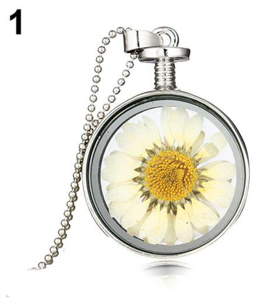 flower inside glass necklace