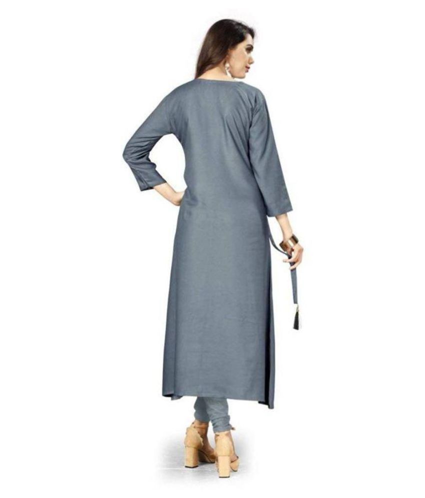 K J Enterprises Grey Rayon Front Slit Kurti Buy K J Enterprises Grey