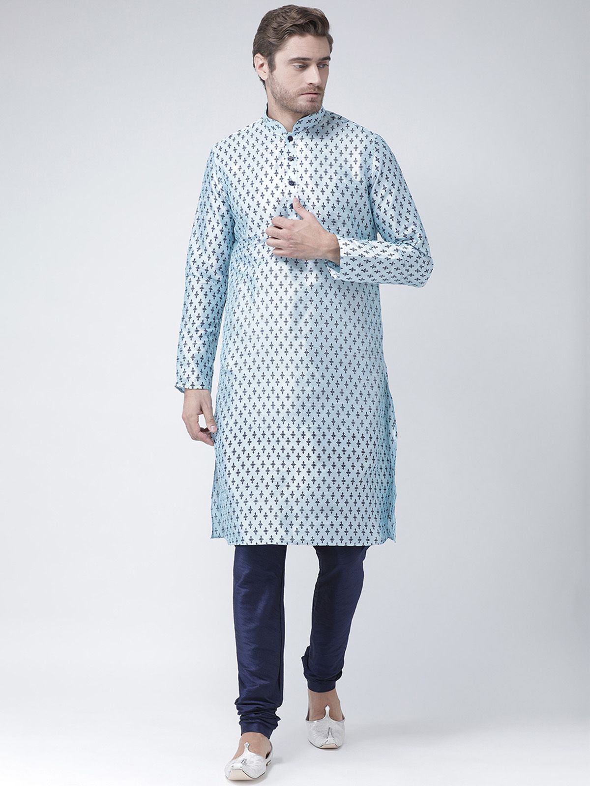     			Deyann Blue Silk Blend Kurta Single