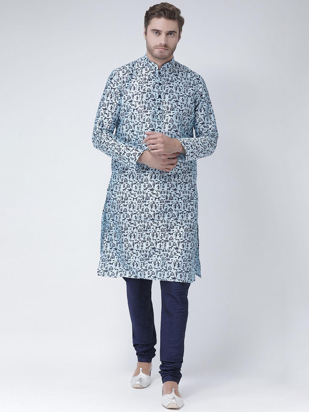     			Deyann Blue Silk Blend Kurta Single