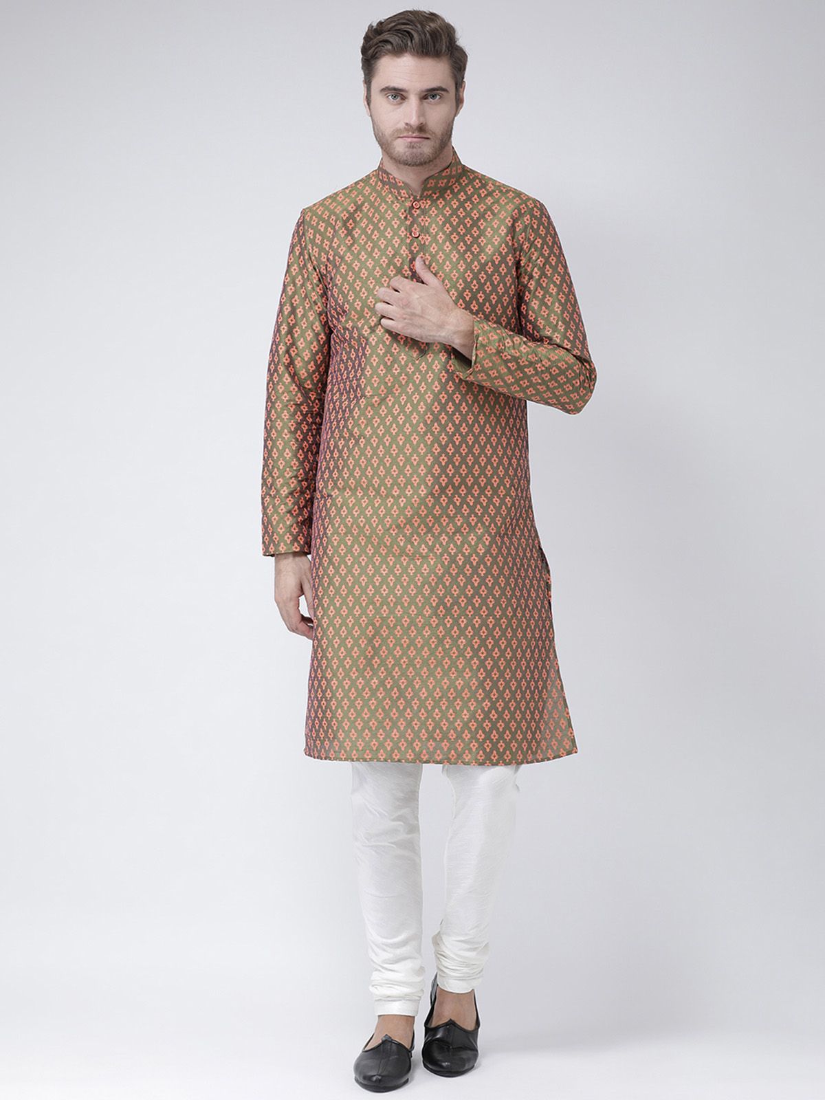     			Deyann Green Silk Blend Kurta Single