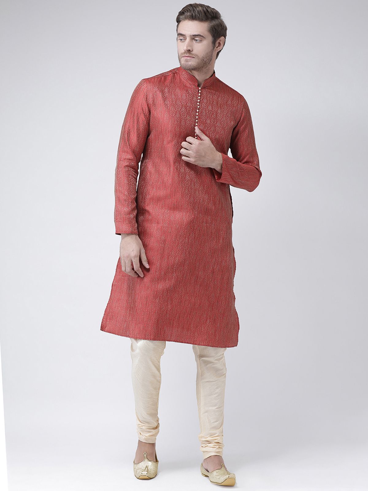     			Deyann Red Silk Kurta Single