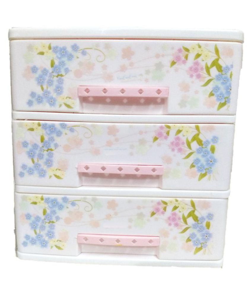 Vihaa Drawer Small Table Top Drawer 3 Compartments Plastic