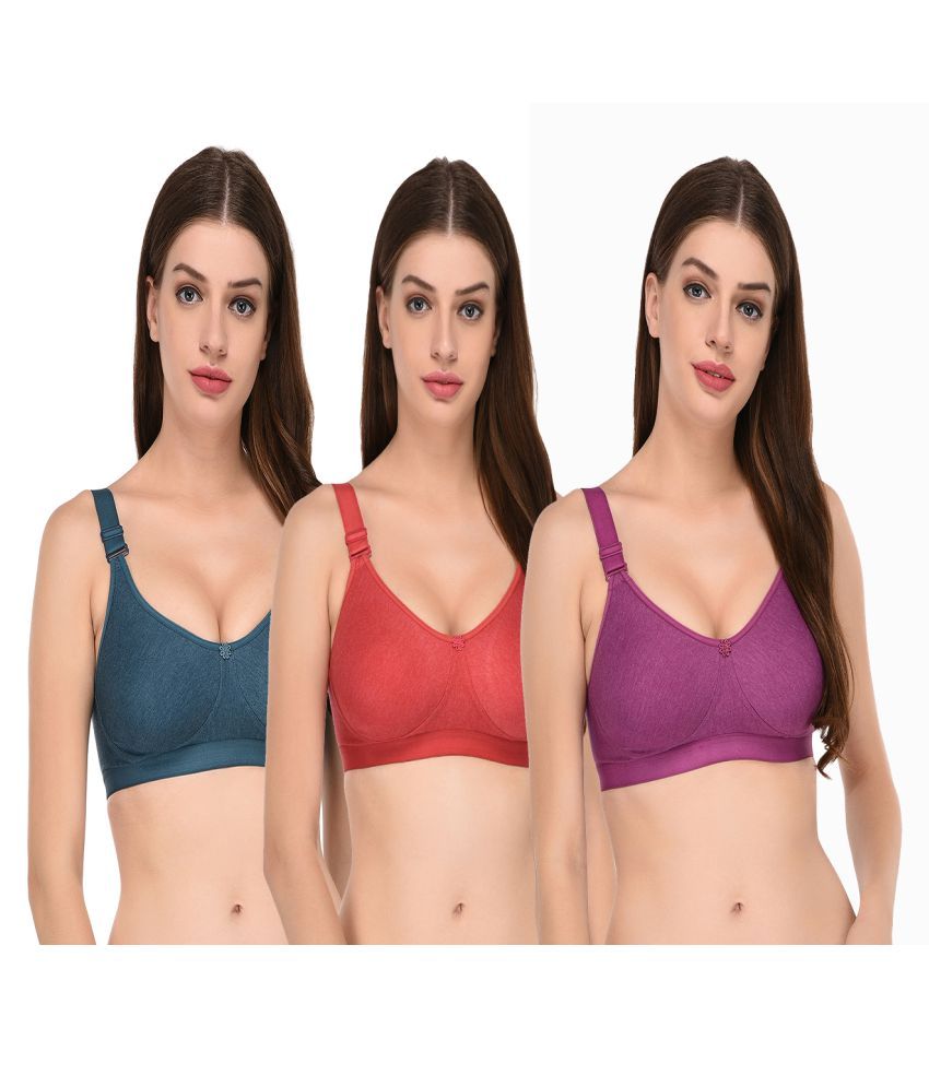     			Elina Pack of 3 Cotton Non Padded Women's T-Shirt Bra ( Multi Color )