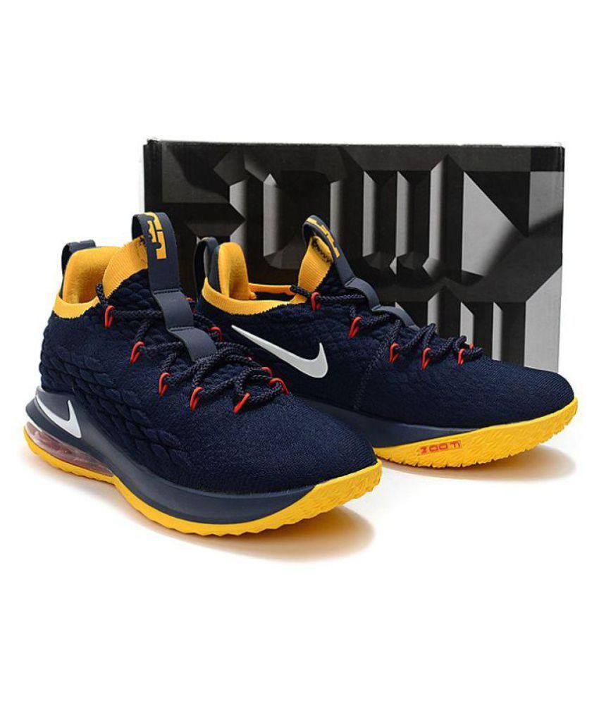 Nike 2018 LeBron 15 LTD Navy Blue Yellow Basketball Shoes ...