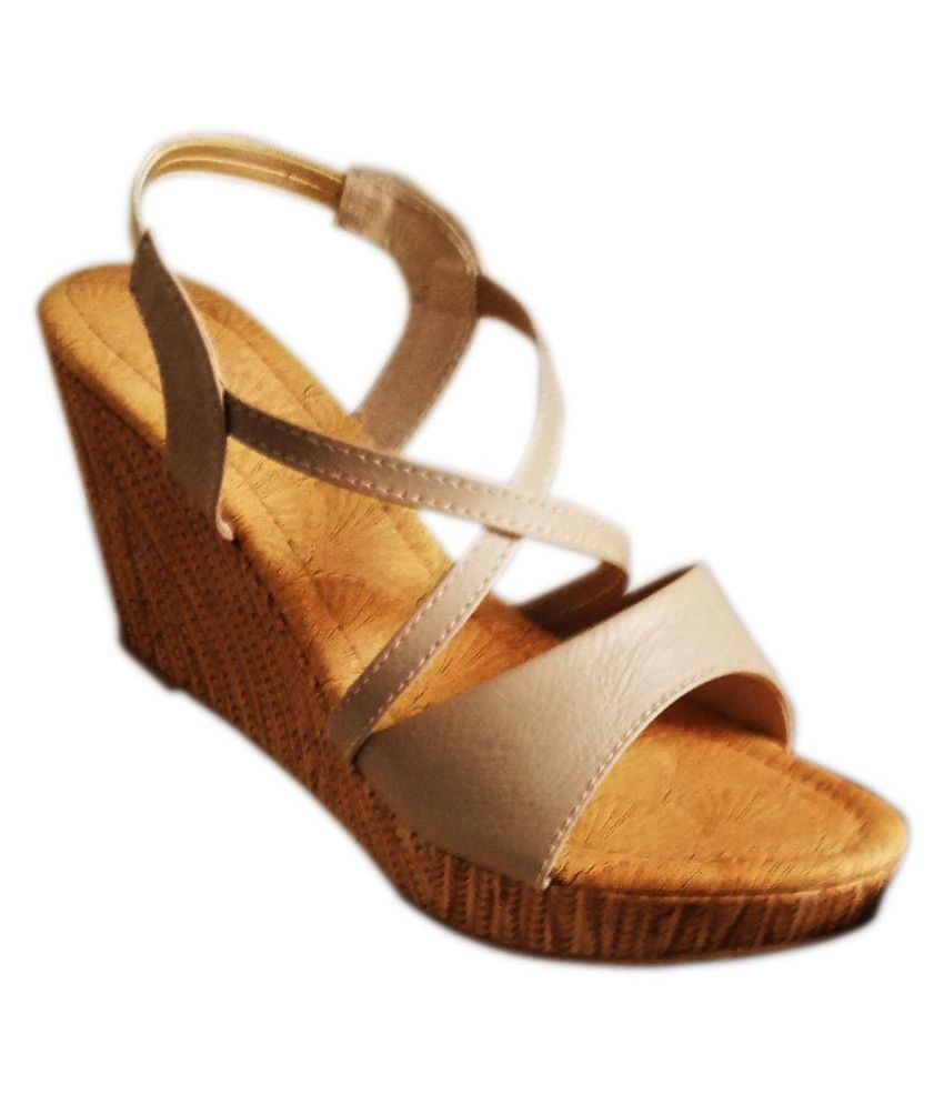 Cream Platforms Heels Price in India 