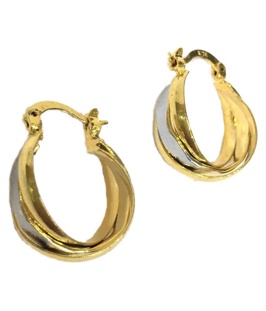     			Digital Dress Women's Oxidized Earrings Indian Traditional Handcrafted Light Weight Round Gold-Plated and Sliver-Plated Double Bali Earring for Women & Girls Fashion Imitation Jewellery