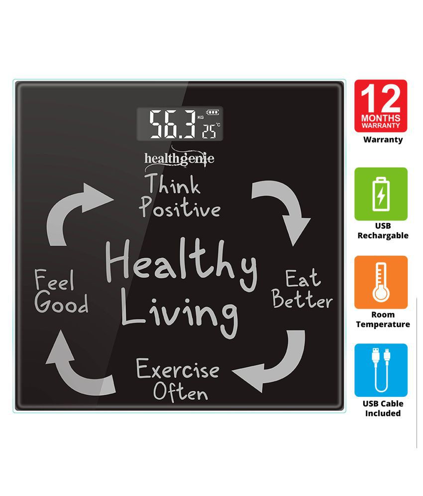 Healthgenie Digital Weighing Scale HD-221 - Healthy Living Black