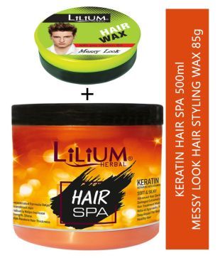 Lilium Herbal Keratin Hair Spa500ml With Messy Look Hair Wax 85gm