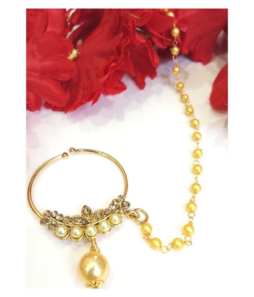 Scope Traditional Gold Plated Pearl Jodha Nose Ring Buy Scope
