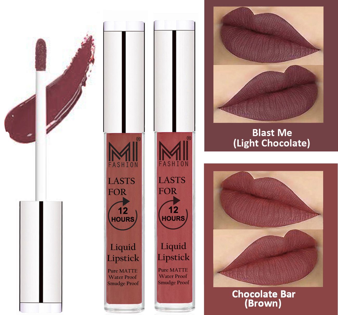     			MI FASHION Liquid Lipstick Light Chocolate ,Brown Pack of 2