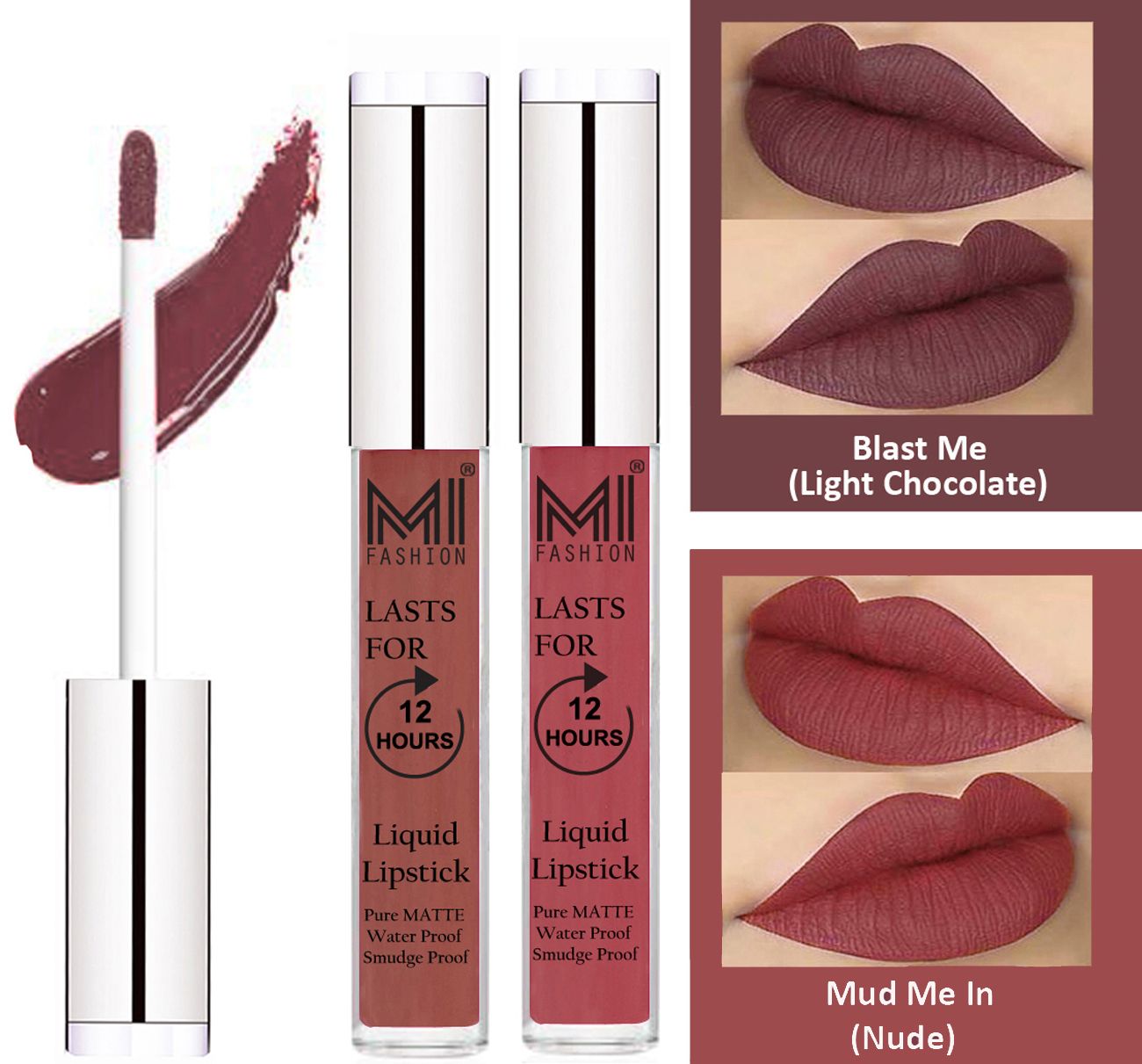     			MI FASHION Liquid Lipstick Light Chocolate ,Nude 3 ml Pack of 2