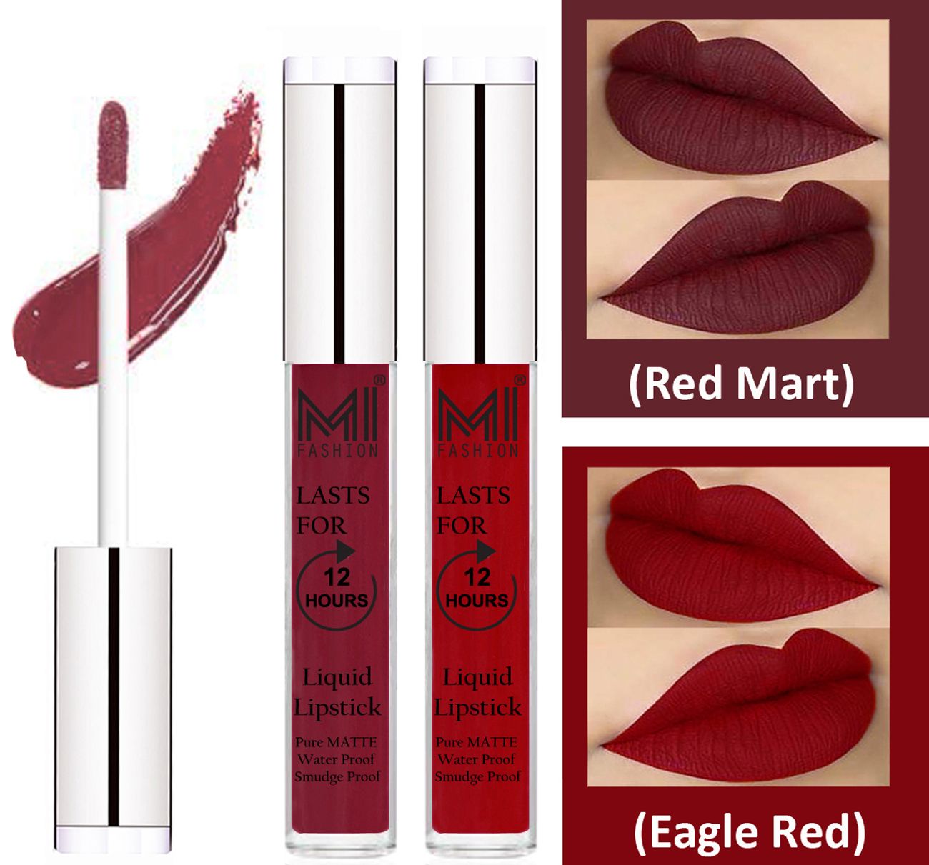     			MI FASHION Liquid Lipstick Red Mart,Eagle Red Pack of 2