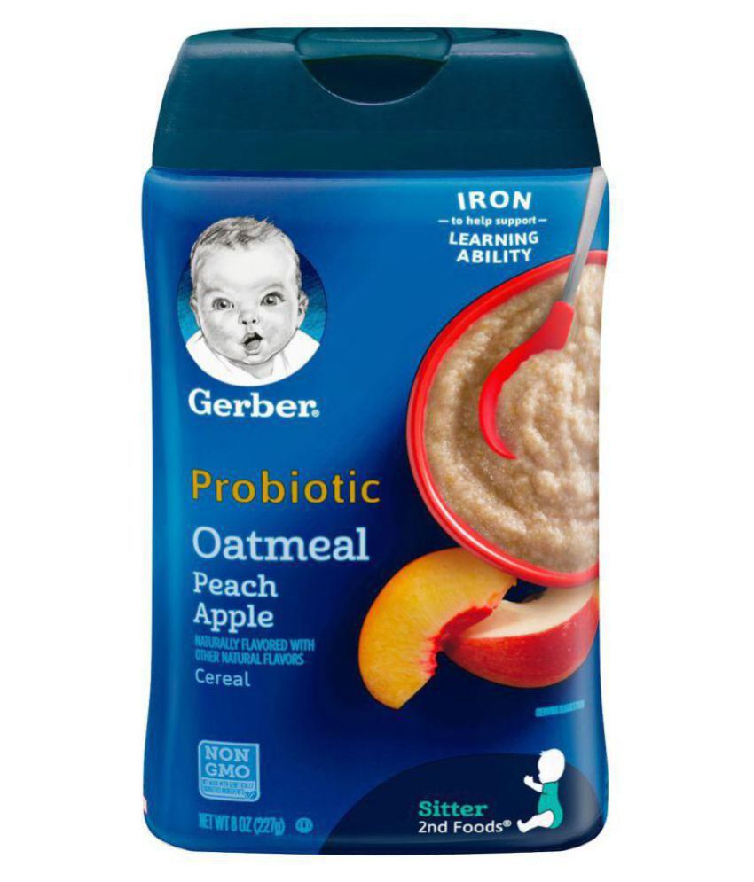 Gerber Baby Food OATMEAL PEACH APPLE Infant Cereal for 6 Months + ( 227 gm )