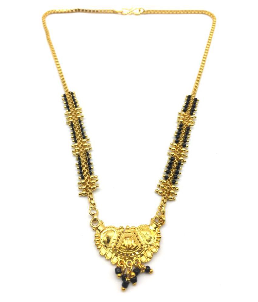     			Digital Dress Women's Jewellery Gold Plated Mangalsutra Necklace 18-inch Length Chain Golden Plated Pendant and Latkan Traditional Black & Gold Beads Single Line Layer Short Mangalsutra For Girls
