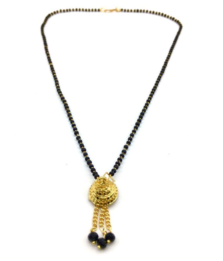     			Digital Dress Women's Mangalsutra 20-inch Length Gold Plated Jhumki Pendent Pendant and Latkan Traditional Black Mani (Beads) Single Line Layer Short Princess Style Mangalsutra necklace Jewellery