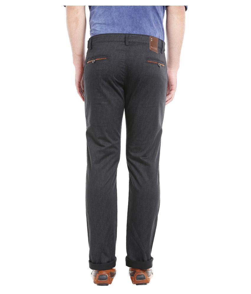 D'COT Black Slim -Fit Flat Trousers 