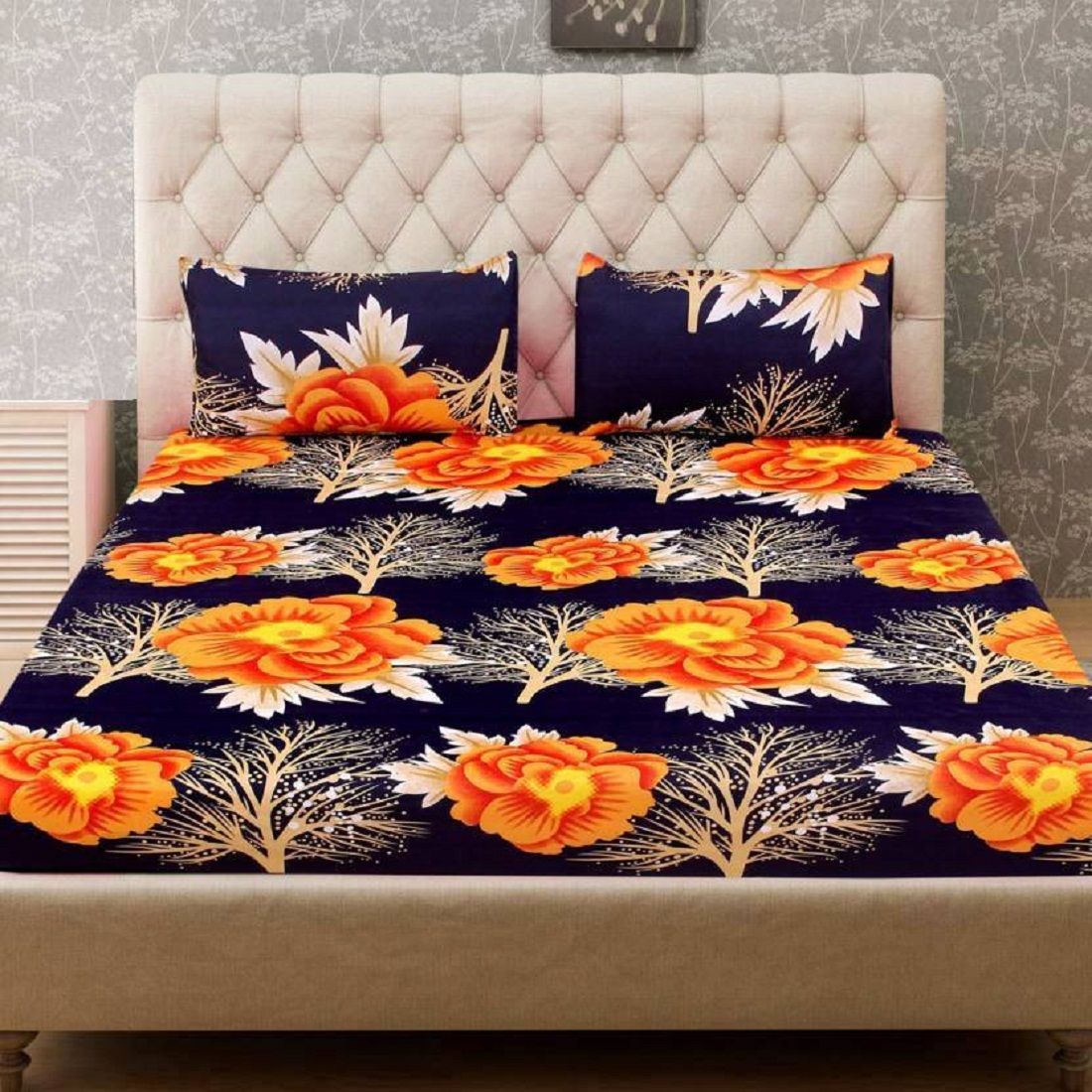 New panipat textile zone Microfibre Double Bedsheet with 2 Pillow ...