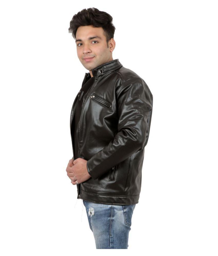 Veerji Black Leather Jacket - Buy Veerji Black Leather Jacket Online at ...