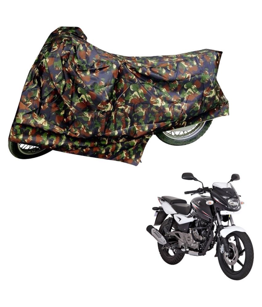     			AutoRetail Dust Proof Two Wheeler Polyster Cover for Bajaj Pulsar 180 DTS-i (Mirror Pocket, Jungle Color)