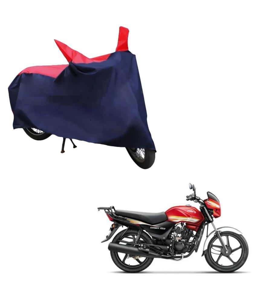     			AutoRetail Dust Proof Two Wheeler Polyster Cover for Hero HF Dawn (Mirror Pocket, Red and Blue Color)