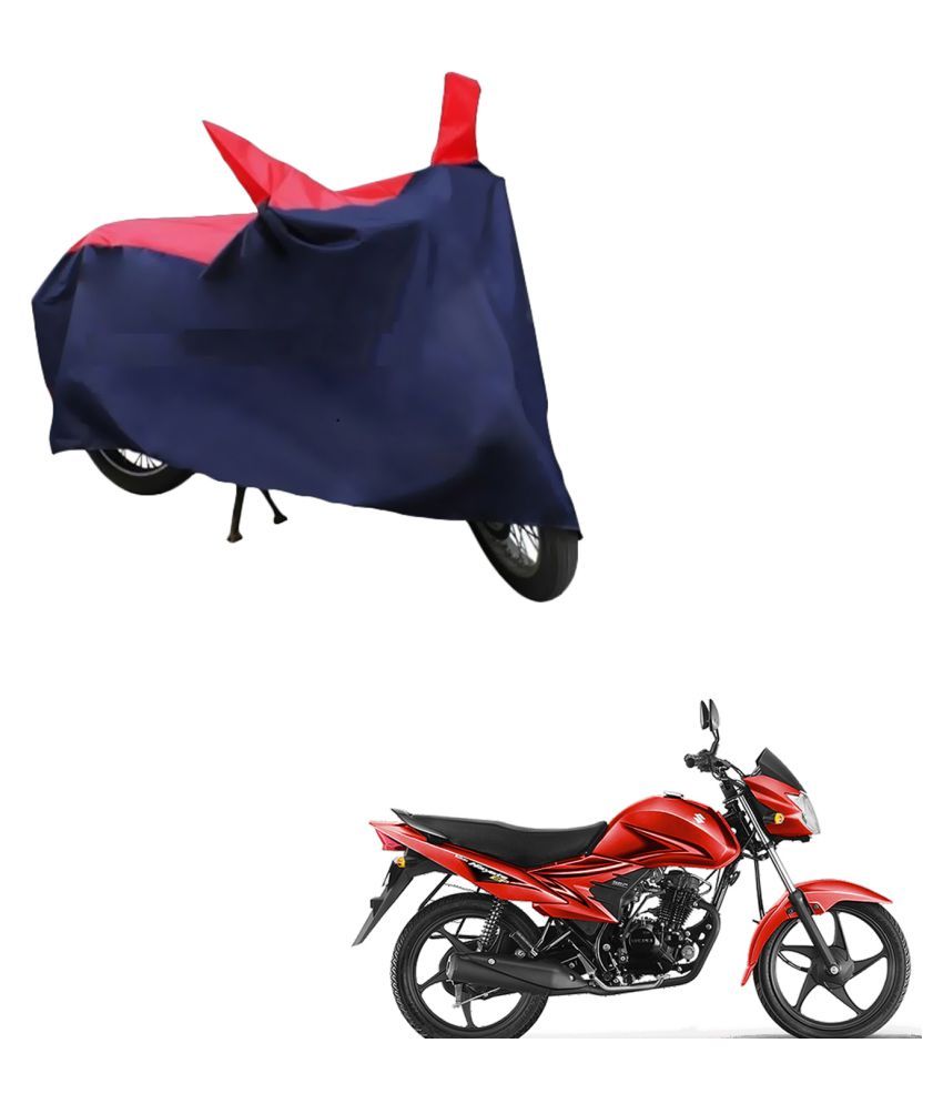     			AutoRetail Dust Proof Two Wheeler Polyster Cover for Suzuki Hayate (Mirror Pocket, Red and Blue Color)