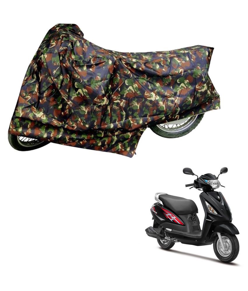     			AutoRetail Dust Proof Two Wheeler Polyster Cover for Suzuki Swish 125 Facelift (Mirror Pocket, Jungle Color)