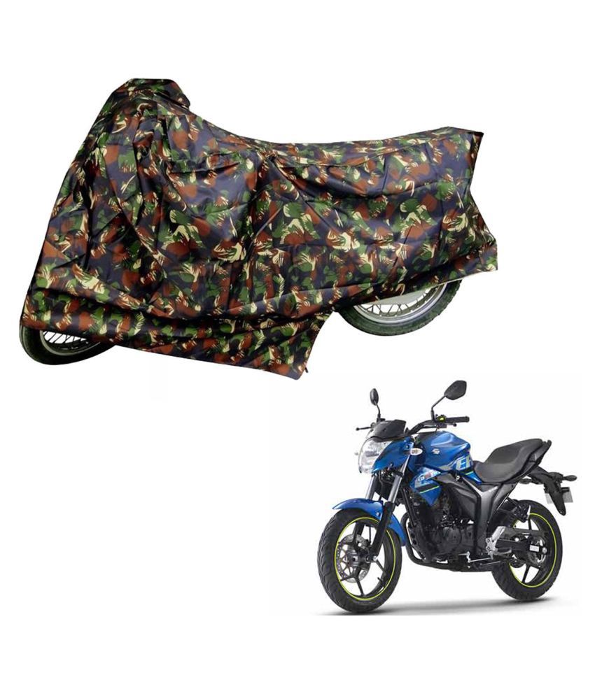     			AutoRetail Dust Proof Two Wheeler Polyster Cover for Suzuki Gixxer (Mirror Pocket, Jungle Color)