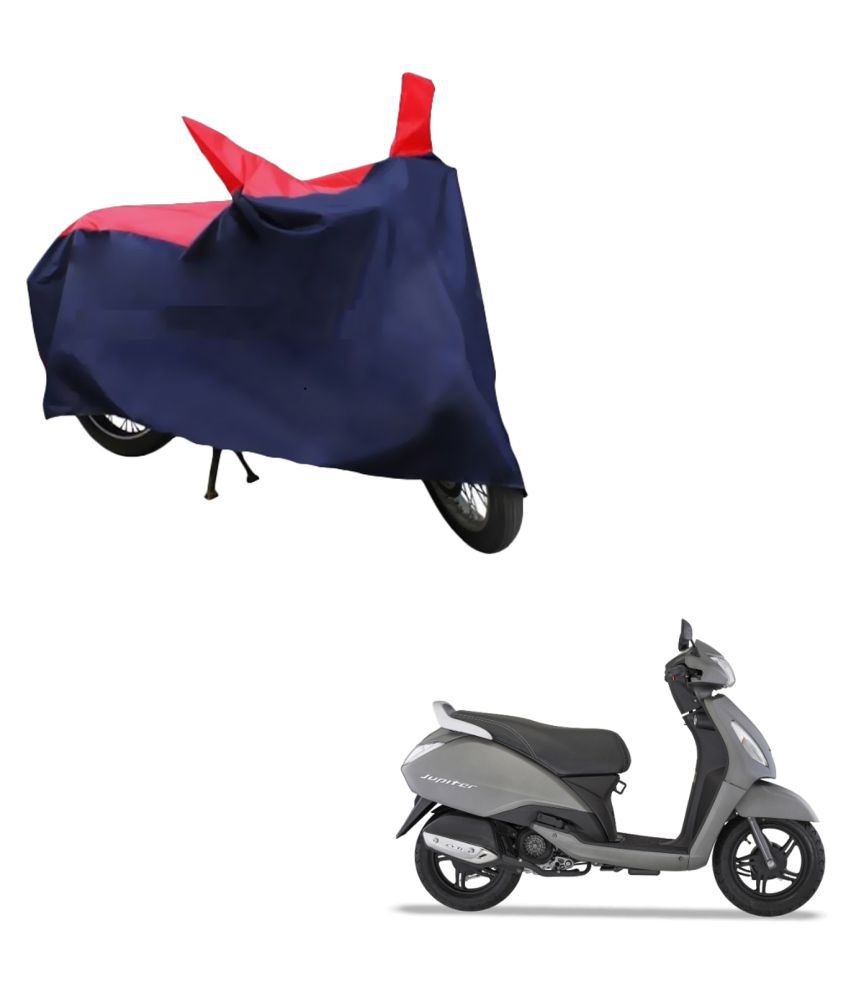     			AutoRetail Dust Proof Two Wheeler Polyster Cover for TVS  Jupiter (Mirror Pocket, Red and Blue Color)