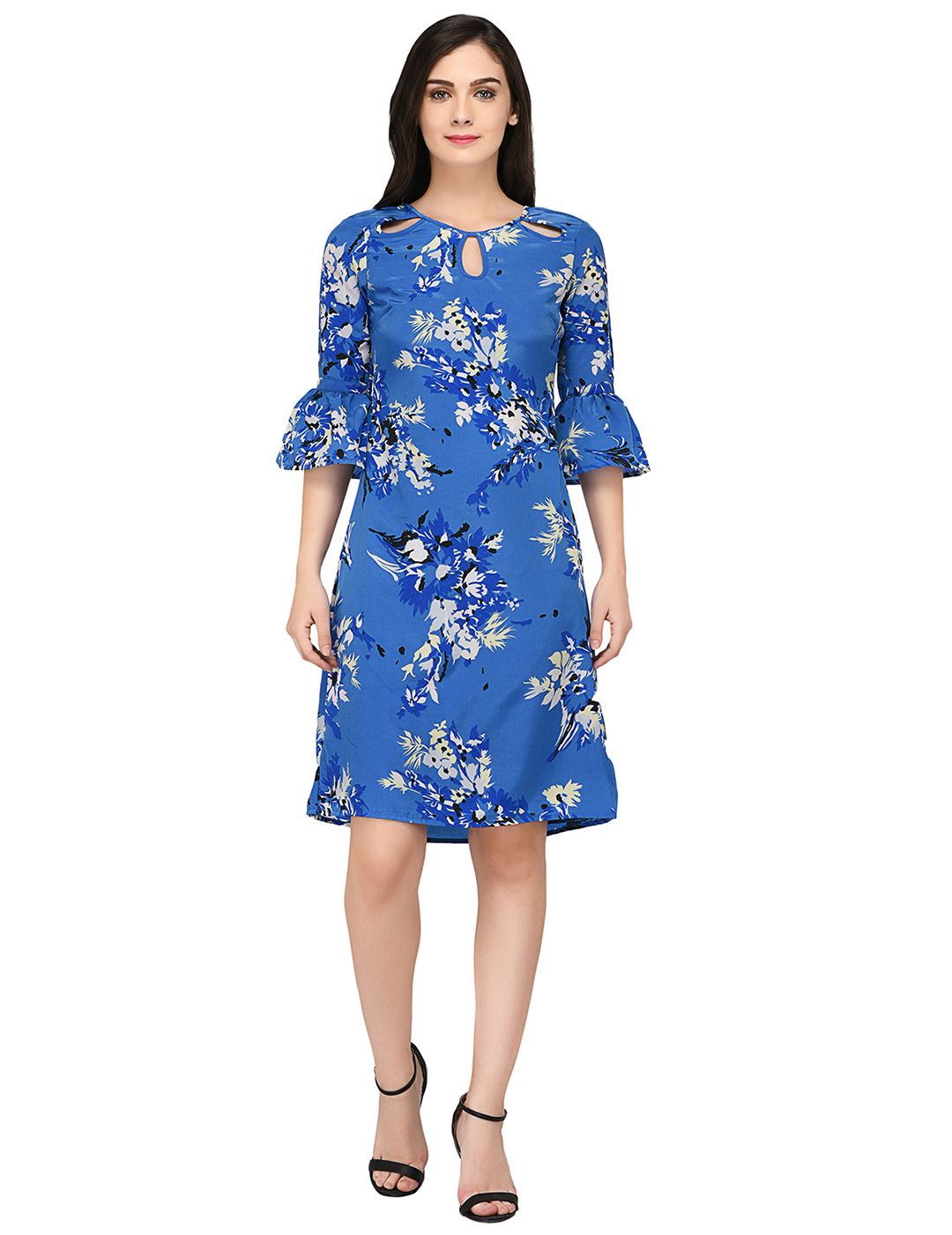     			Purys Polyester Blue A- line Dress