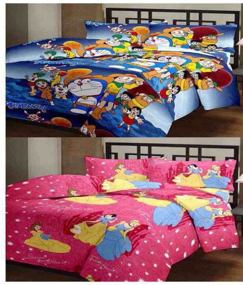 kidsvision Doraemon Multi-Colour Cartoon Prints Single Set of Two Single  Bedsheets And One Pillow Each. - Buy kidsvision Doraemon Multi-Colour  Cartoon Prints Single Set of Two Single Bedsheets And One Pillow Each.