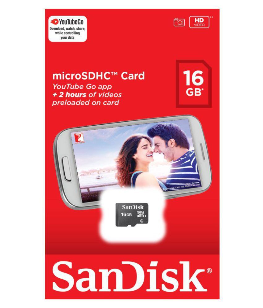 SanDisk 16 GB Class 4 Memory Card (With Pre Loaded YouTube Go) - Memory Cards Online at Low ...