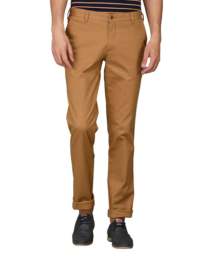 Greenfibre Khaki Slim -Fit Flat Trousers - Buy Greenfibre Khaki Slim ...