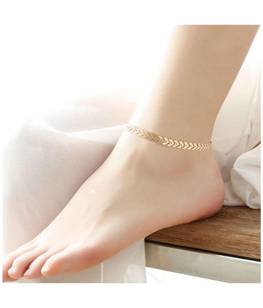 Gold Plated Leaf Style Beach Anklet For Women & Girls Buy Gold Plated