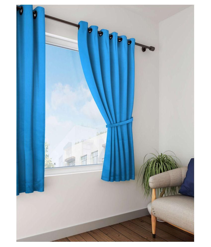 Lushomes Single Window Eyelet Curtains Plain Blue Buy Lushomes
