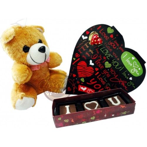 cute teddy with chocolate