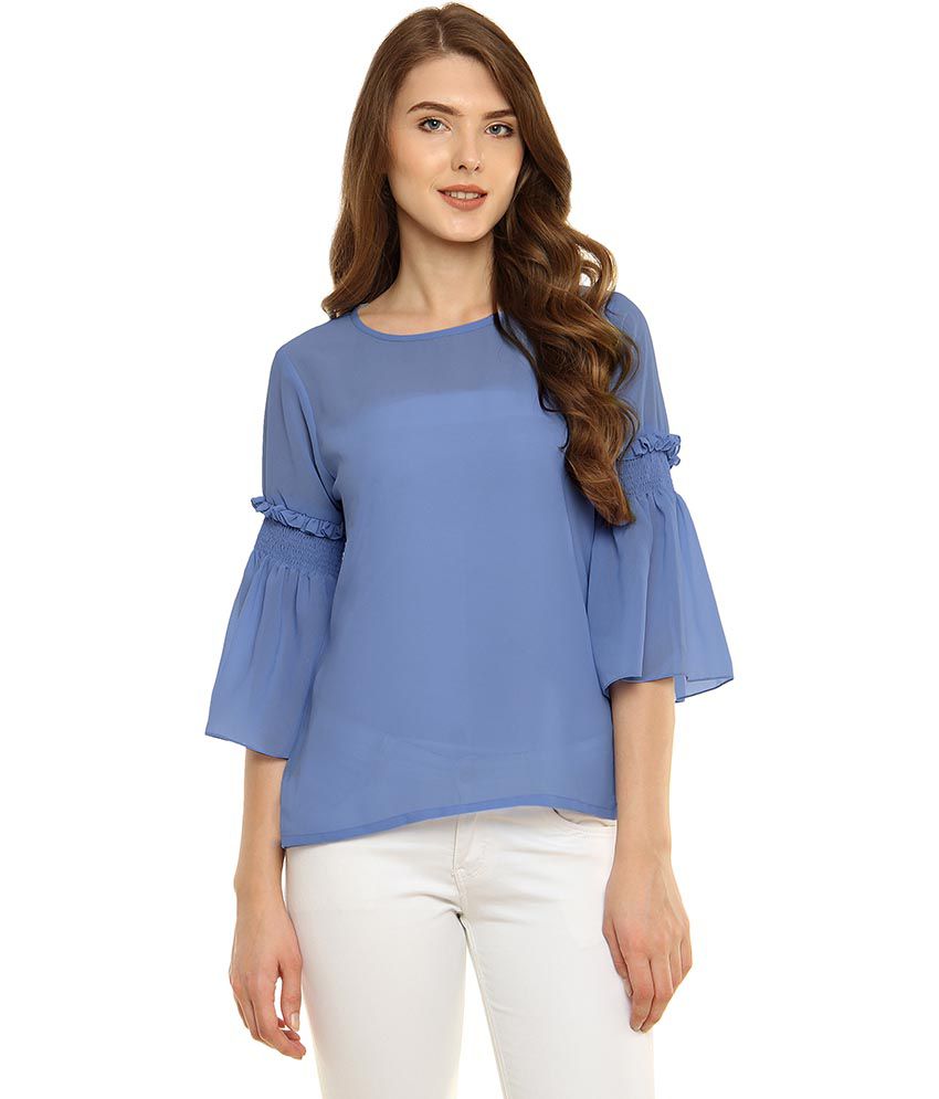    			Miss Chase - Blue Georgette Women's Regular Top ( Pack of 1 )