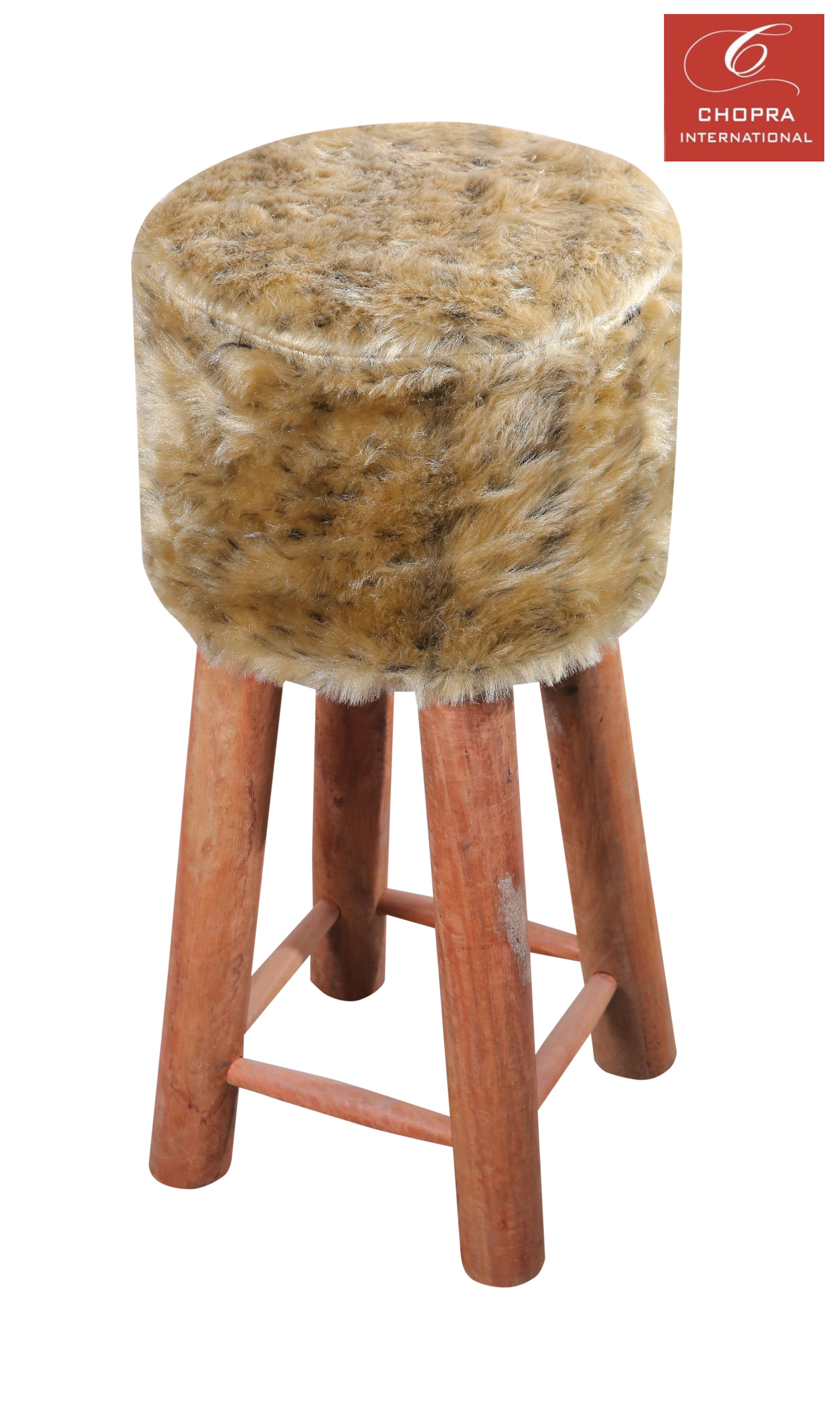Gold Faux Fur Bar Stool 4 Wooden Legs 30x30x68cms Best For Gold Faux Fur Bar Stool 4 Wooden Legs 30x30x68cms Best For Kitchen Dressing Room Soft Comfortable By Chopra International