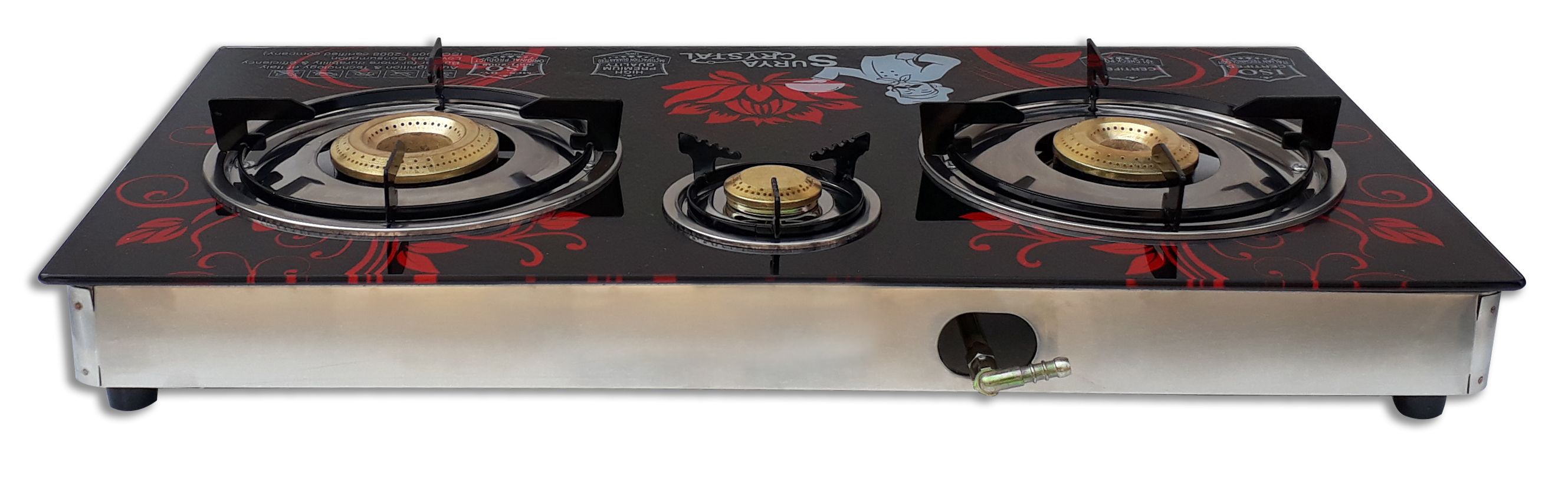 surya crystal 3 burner gas stove with auto ignition price