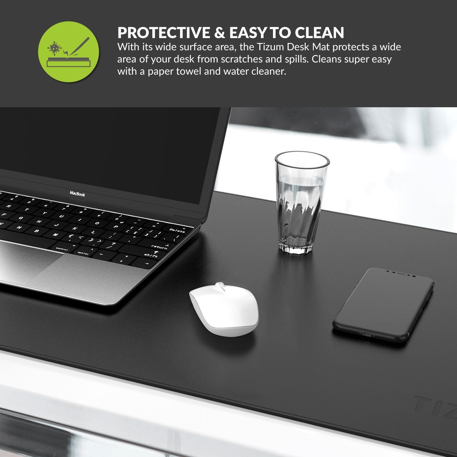 Tizum Z14 Office Desk Pad Blotter Gaming Mouse Vegan Leather 35 Inch X 17 7 Black