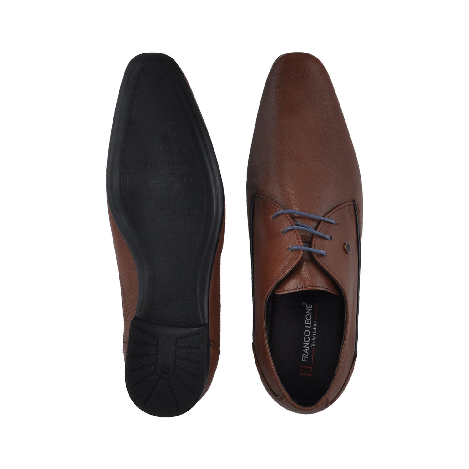 franco leone tan derby shoes
