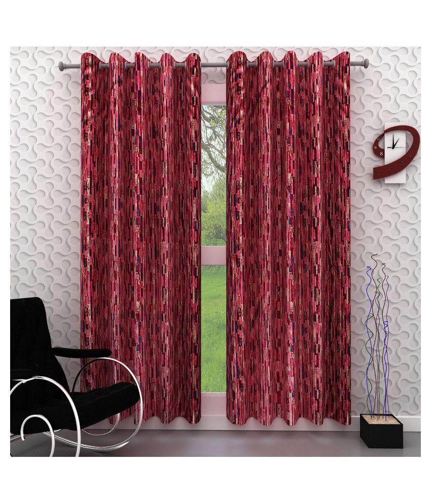    			Tanishka Fabs Floral Semi-Transparent Eyelet Door Curtain 7 ft Pack of 2 -Multi Color