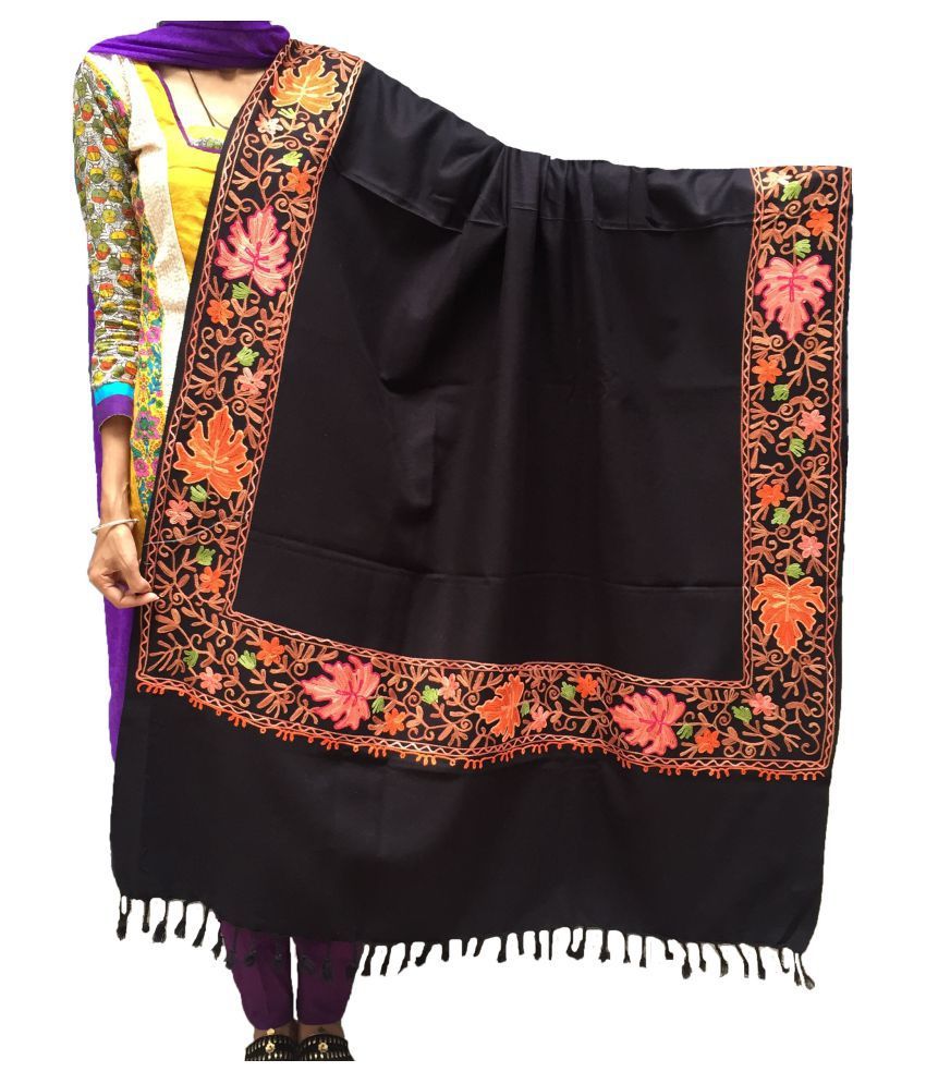 kashmiri shawls Black Ari Embroidery Shawl Price in India Buy kashmiri shawls Black Ari