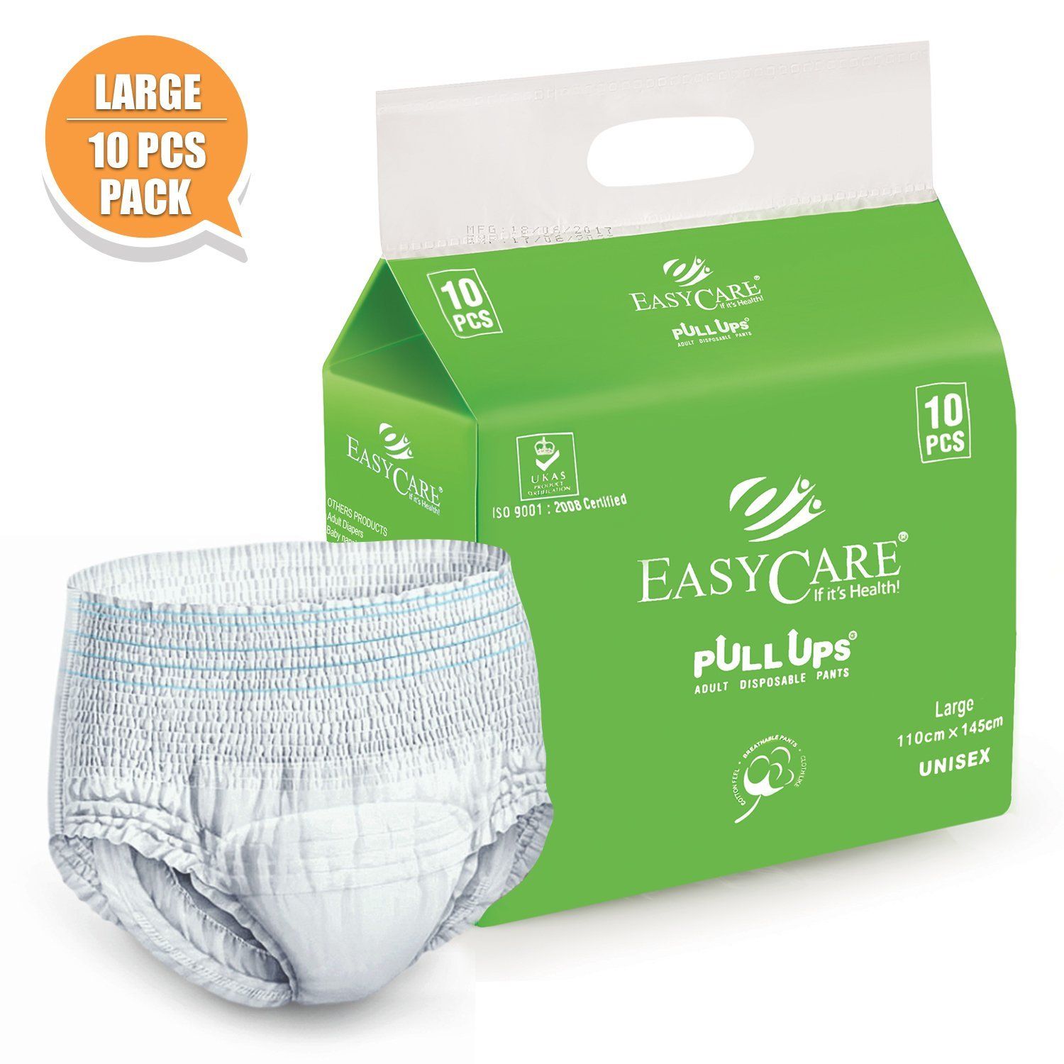 EasyCare Pull Ups Adult Disposable Pants L 110 X 145 CM 10 Pcs Pack