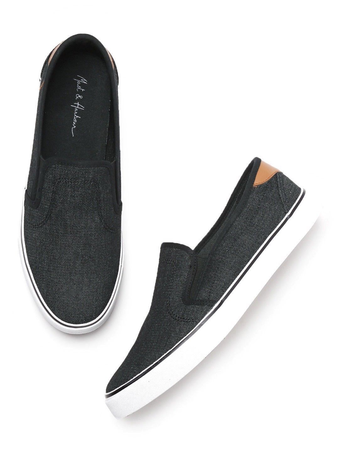 mast&harbour Men Slip-On Sneakers Black Casual Shoes - Buy mast&harbour ...