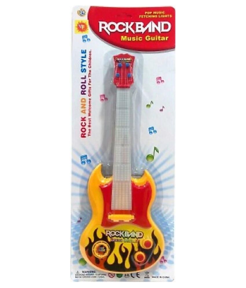 ROCKBAND Plastic Music Guitar (White and Red, 39 cm x 3 cm x 15 cm